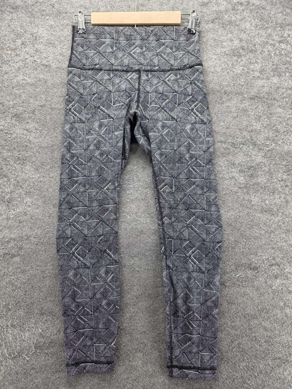 Lululemon Leggings Womens 6 Black Ankle Yoga Elastic Waist Reflective 27 Inseam